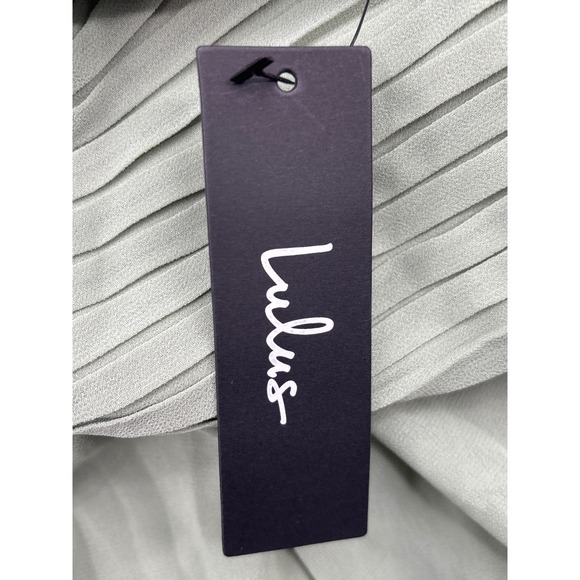 Lulus Kaylin Sage Green Pleated Lace/Empire Waist Maxi Dress Formal Evening Gown - Picture 9 of 12